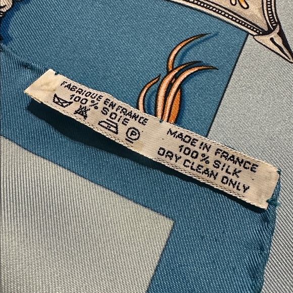 Hermès Blue and Yellow Silk Scarf - Picture 7 of 9